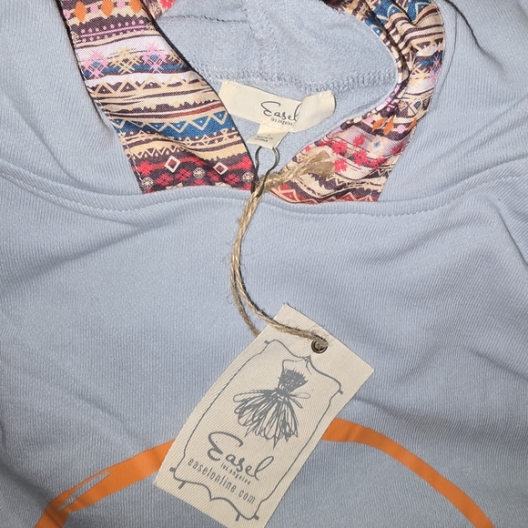 (I) Easel Light Gray Hoodie with Orange Smiley Face - Picture 7 of 9